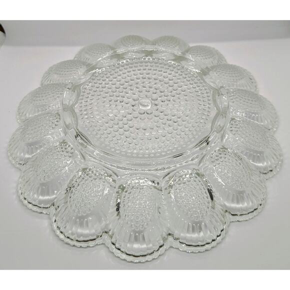 Thousand Eyes Hobnail Deviled Egg Plate, Indiana Glass Relish Plate Oyster Plate - Picture 6 of 6